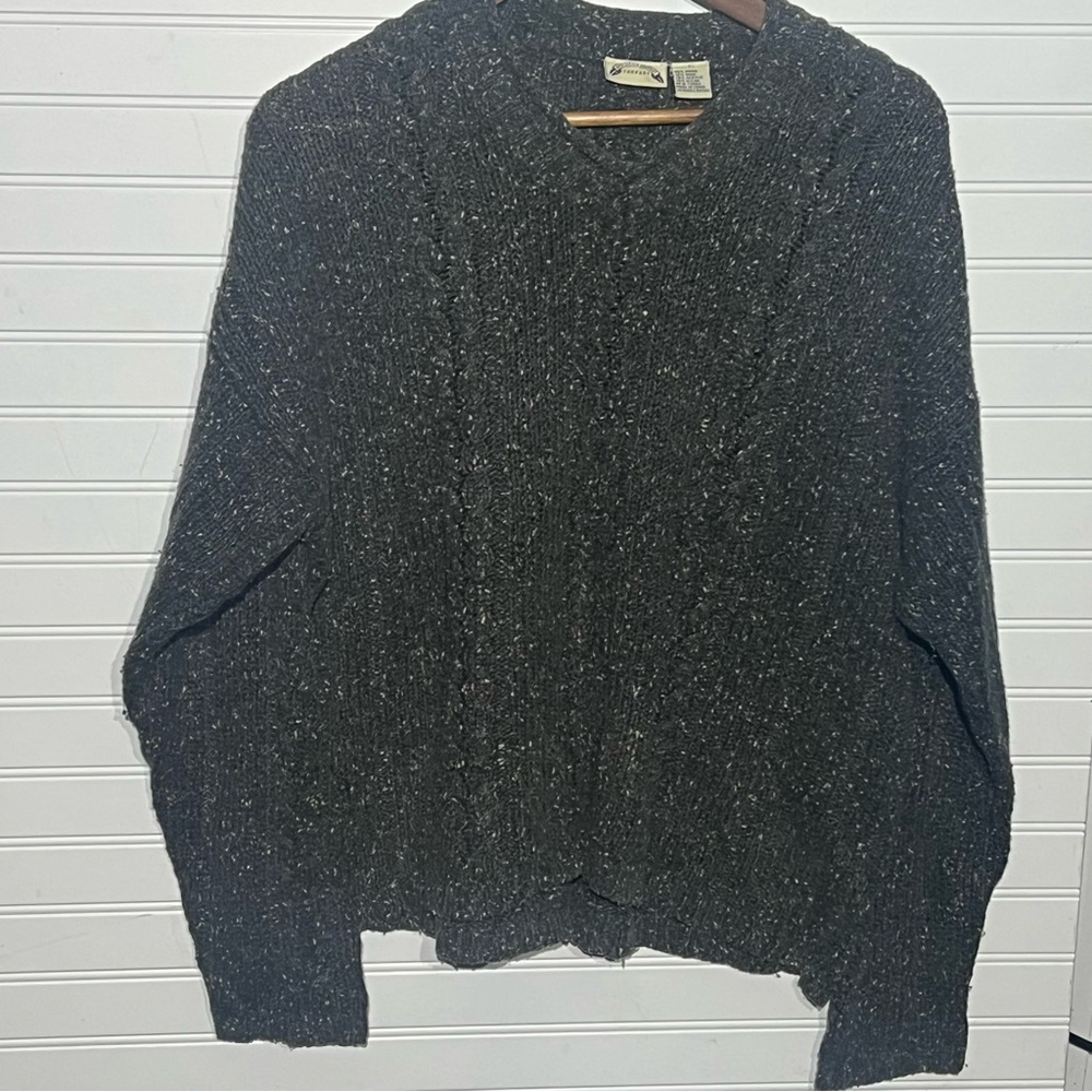Vintage Best United Garment Co. Charcoal Speckled CableKnit Fisherman Sweater L
